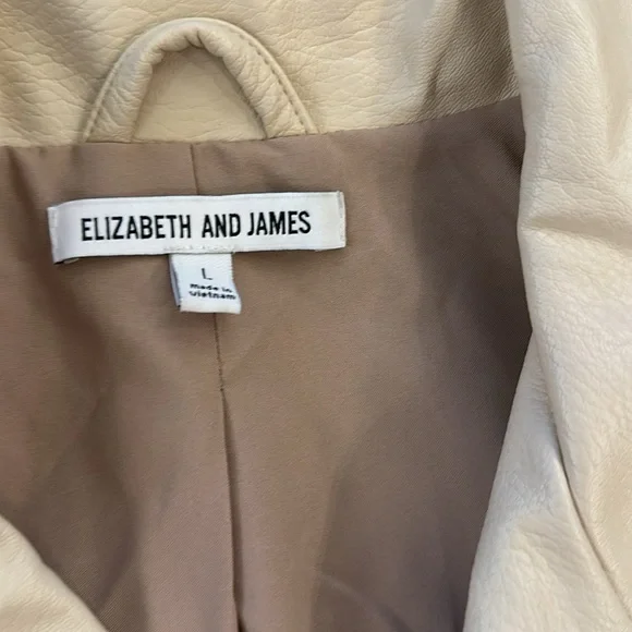 Elizabeth and James Ivory Cream Faux Leather Zip motto style jacket - Picture 5 of 12